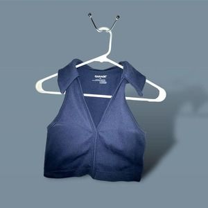 Navy blue collared golfer top